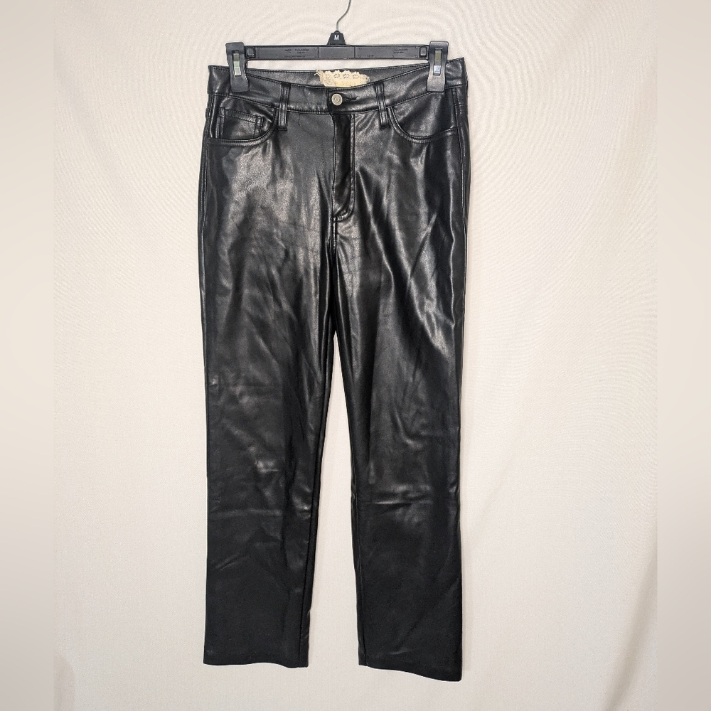 Altar’d State Faux Leather Pants Black Straight Leg Women’s Size 27
